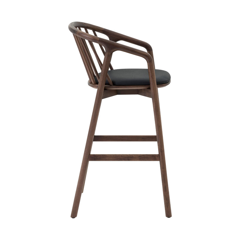 Echo Walnut Wood and Black Faux Leather Counter Stool - Furniture City (CA)l