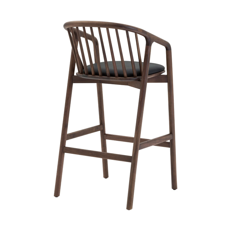 Echo Walnut Wood and Black Faux Leather Counter Stool - Furniture City (CA)l