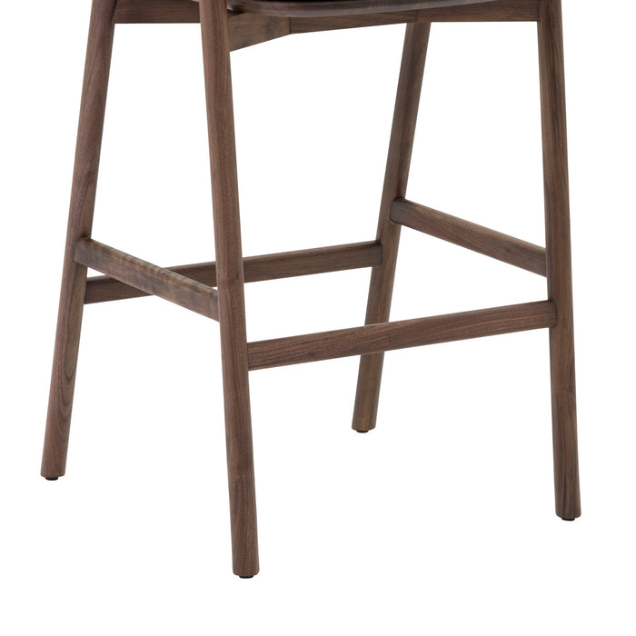 Echo Walnut Wood and Black Faux Leather Counter Stool