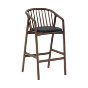 Echo Walnut Wood and Black Faux Leather Bar Stool - Furniture City (CA)l