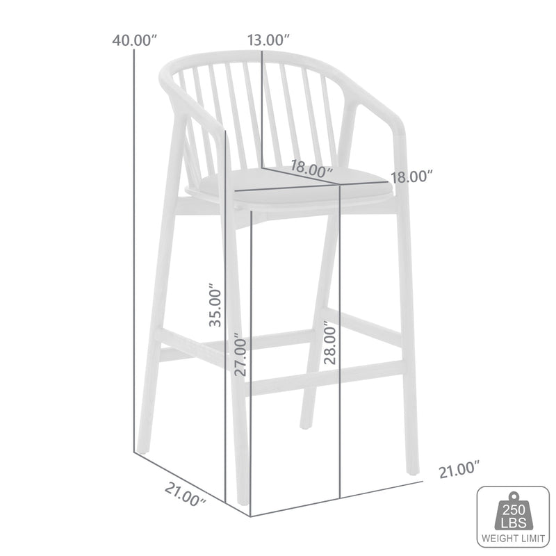 Echo Walnut Wood and Black Faux Leather Bar Stool - Furniture City (CA)l