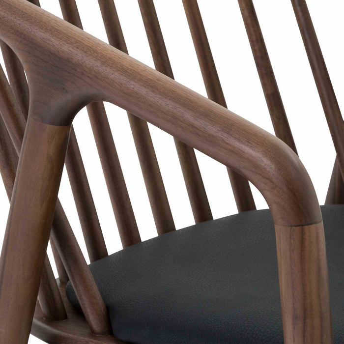 Echo Walnut Wood and Black Faux Leather Bar Stool