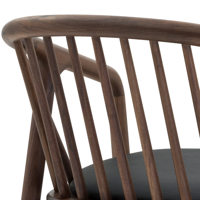 Echo Walnut Wood and Black Faux Leather Bar Stool