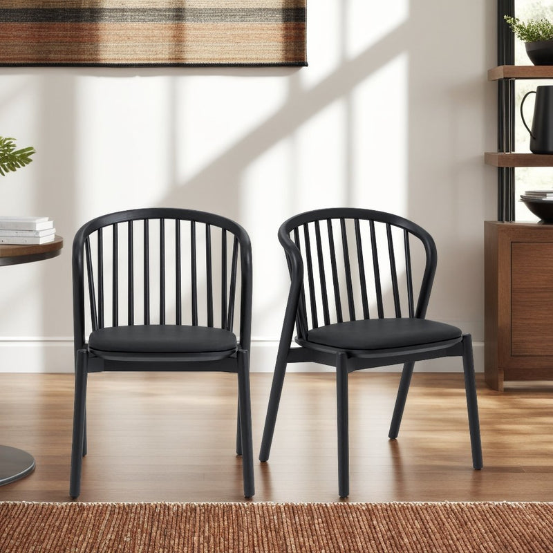 Echo Black Oak Wood and Faux Leather Dining Chairs - Set of 2 - Furniture City (CA)l