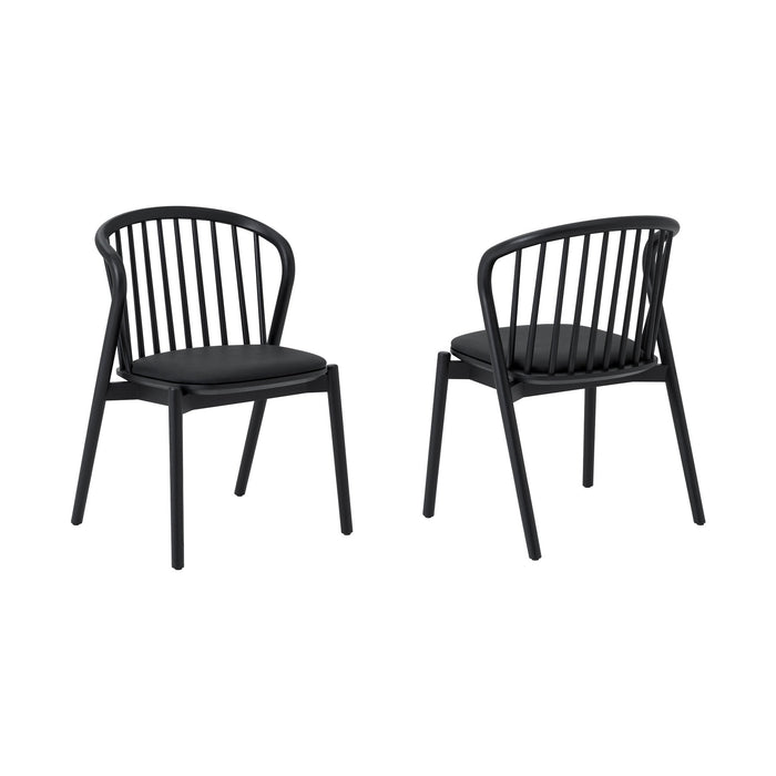 Echo Black Oak Wood and Faux Leather Dining Chairs - Set of 2