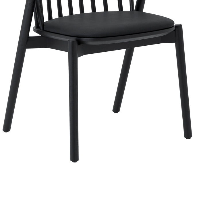Echo Black Oak Wood and Faux Leather Dining Chairs - Set of 2