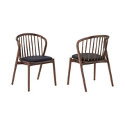 Echo Walnut Wood and Black Faux Leather Dining Chairs - Set of 2 - Furniture City (CA)l