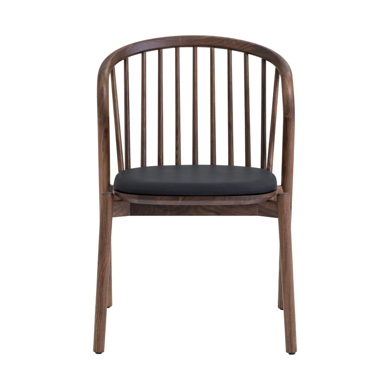 Echo Walnut Wood and Black Faux Leather Dining Chairs - Set of 2 - Furniture City (CA)l