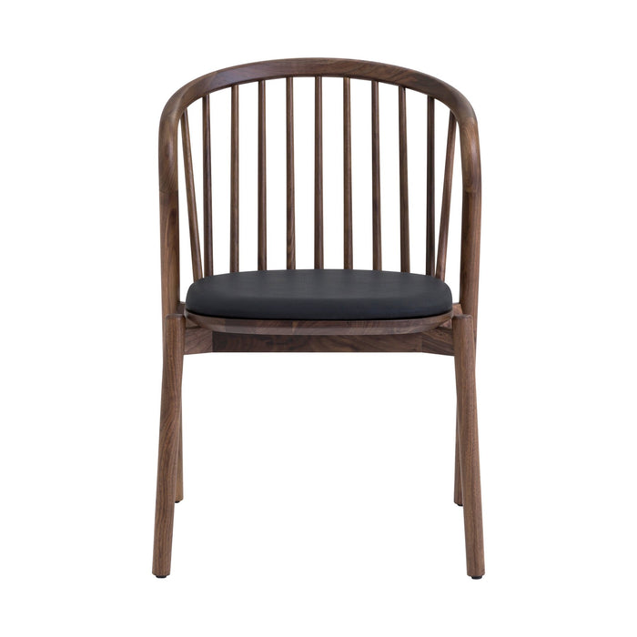 Echo Walnut Wood and Black Faux Leather Dining Chairs - Set of 2