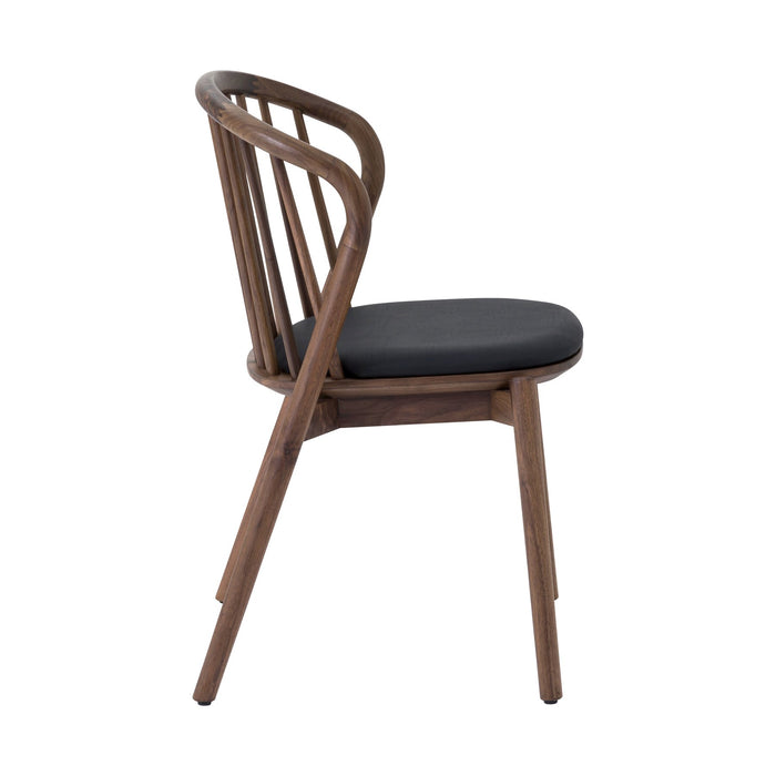 Echo Walnut Wood and Black Faux Leather Dining Chairs - Set of 2