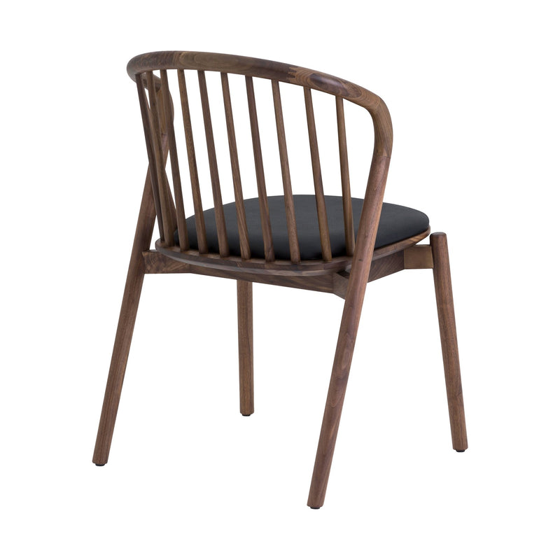 Echo Walnut Wood and Black Faux Leather Dining Chairs - Set of 2 - Furniture City (CA)l