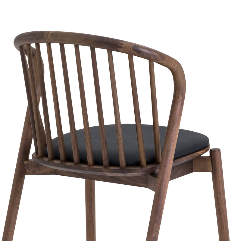 Echo Walnut Wood and Black Faux Leather Dining Chairs - Set of 2 - Furniture City (CA)l