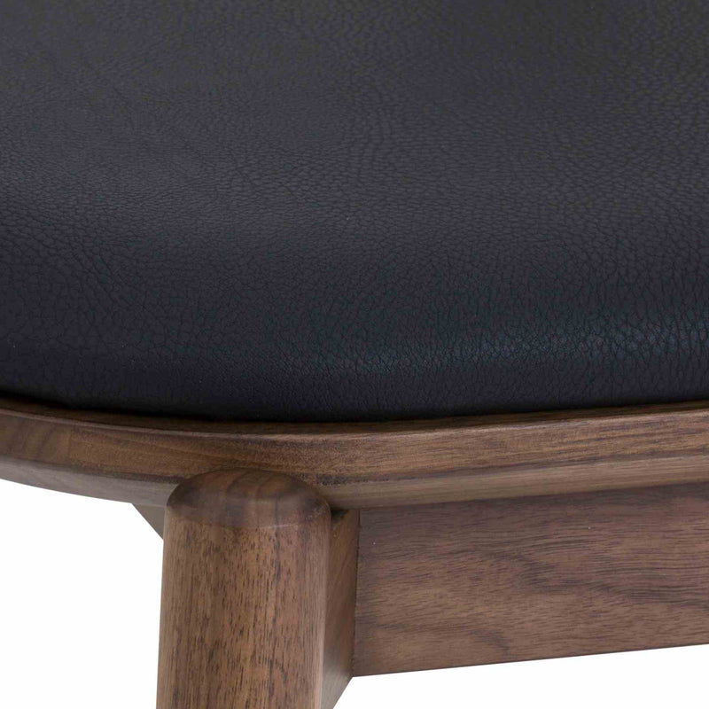 Echo Walnut Wood and Black Faux Leather Dining Chairs - Set of 2 - Furniture City (CA)l