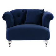 Elegance Contemporary Chair in Blue Velvet with Acrylic Legs - Furniture City (CA)l