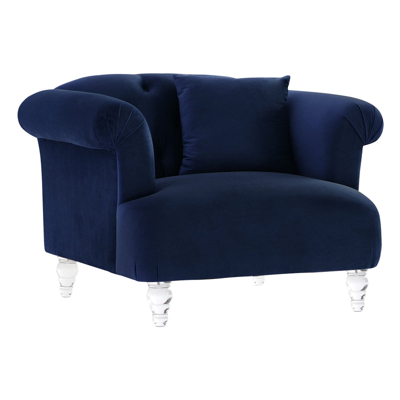 Elegance Contemporary Chair in Blue Velvet with Acrylic Legs - Furniture City (CA)l