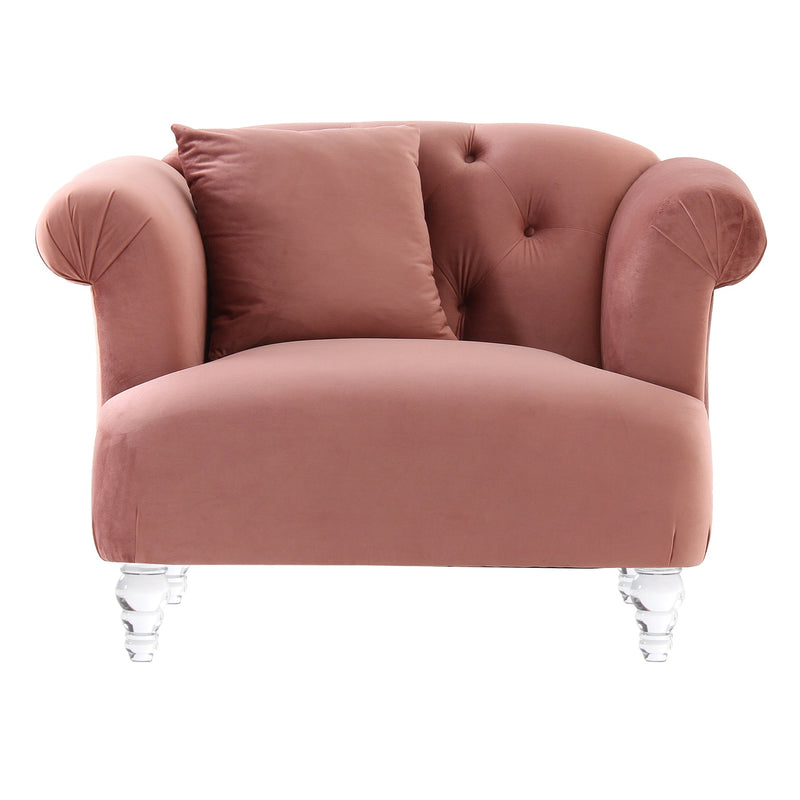 Elegance Contemporary Chair in Blush Velvet with Acrylic Legs - Furniture City (CA)l