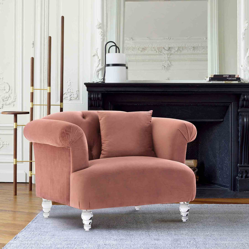 Elegance Contemporary Chair in Blush Velvet with Acrylic Legs - Furniture City (CA)l