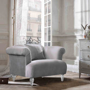 Elegance Contemporary Sofa Chair in Gray Velvet with Acrylic Legs - Furniture City (CA)l
