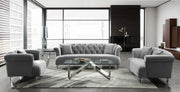 Elegance Contemporary Sofa Chair in Gray Velvet with Acrylic Legs - Furniture City (CA)l