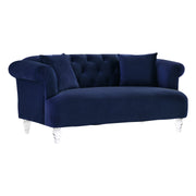 Elegance Contemporary Loveseat in Blue Velvet with Acrylic Legs - Furniture City (CA)l