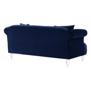 Elegance Contemporary Loveseat in Blue Velvet with Acrylic Legs - Furniture City (CA)l