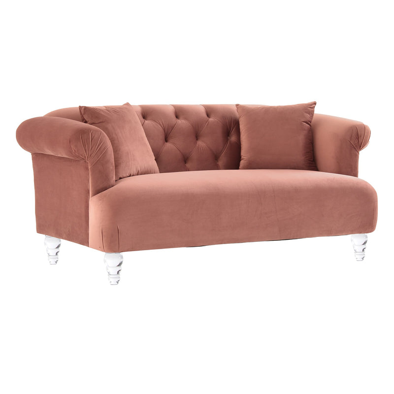 Elegance Contemporary Loveseat in Blush Velvet with Acrylic Legs - Furniture City (CA)l