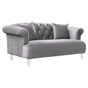 Elegance Contemporary Loveseat in Gray Velvet with Acrylic Legs - Furniture City (CA)l
