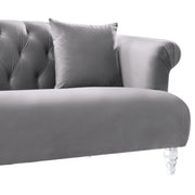 Elegance Contemporary Loveseat in Gray Velvet with Acrylic Legs - Furniture City (CA)l