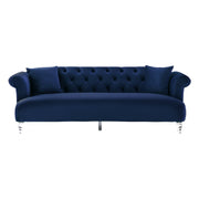 Elegance Contemporary Sofa in Blue Velvet with Acrylic Legs - Furniture City (CA)l