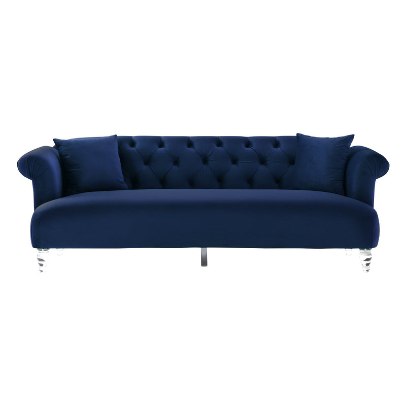 Elegance Contemporary Sofa in Blue Velvet with Acrylic Legs - Furniture City (CA)l