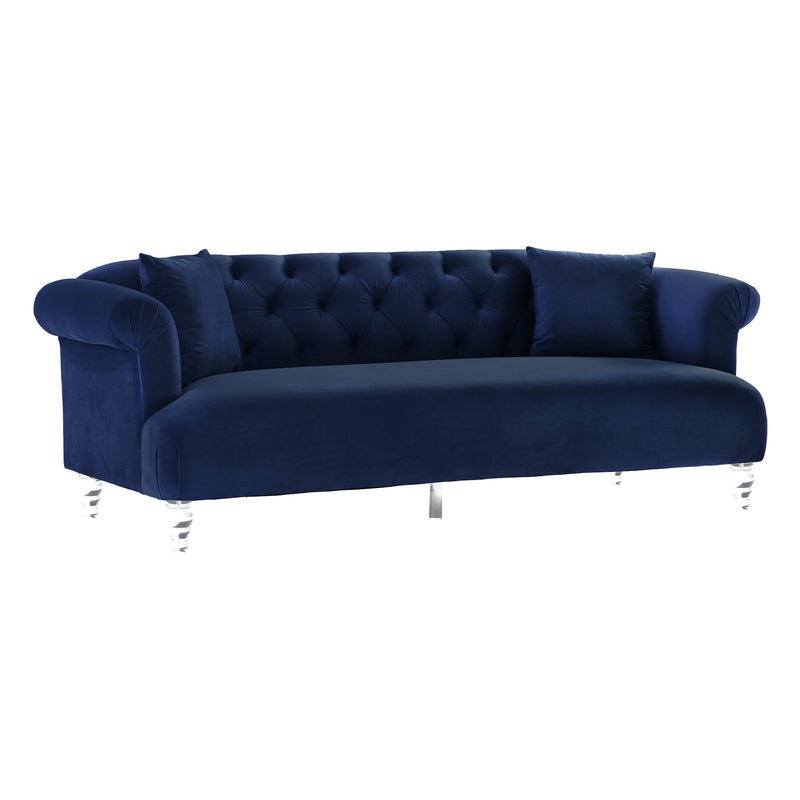 Elegance Contemporary Sofa in Blue Velvet with Acrylic Legs - Furniture City (CA)l