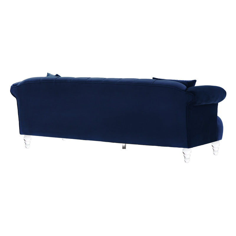 Elegance Contemporary Sofa in Blue Velvet with Acrylic Legs - Furniture City (CA)l