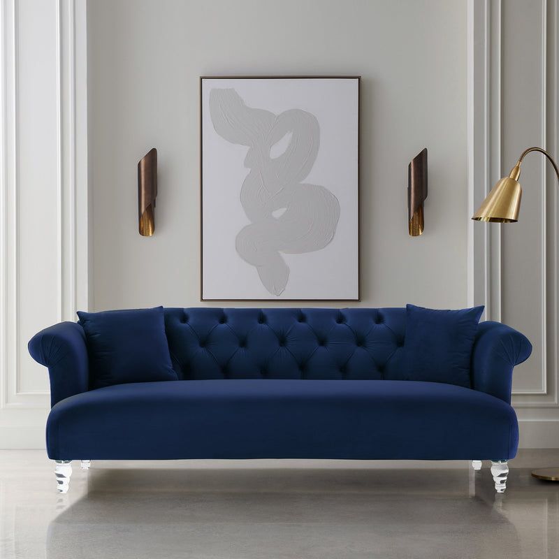 Elegance Contemporary Sofa in Blue Velvet with Acrylic Legs - Furniture City (CA)l