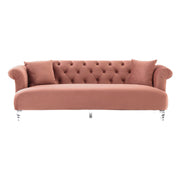Elegance Contemporary Sofa in Blush Velvet with Acrylic Legs - Furniture City (CA)l