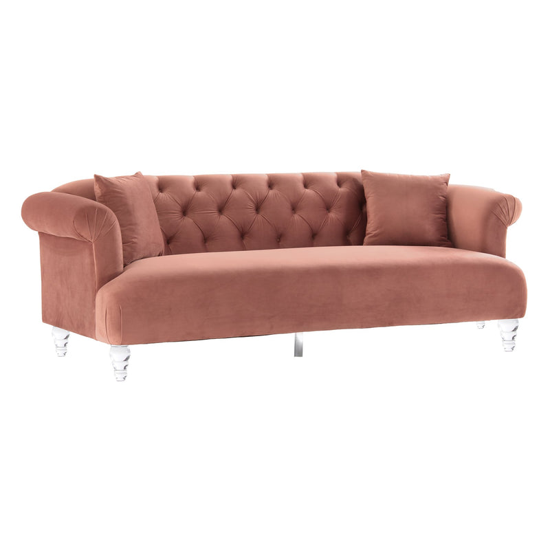 Elegance Contemporary Sofa in Blush Velvet with Acrylic Legs - Furniture City (CA)l