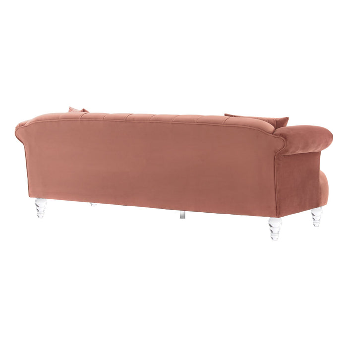 Elegance Contemporary Sofa in Blush Velvet with Acrylic Legs