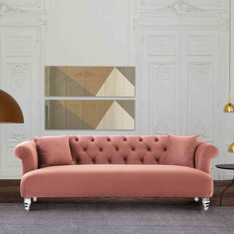 Elegance Contemporary Sofa in Blush Velvet with Acrylic Legs - Furniture City (CA)l