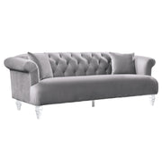 Elegance Contemporary Sofa in Gray Velvet with Acrylic Legs - Furniture City (CA)l
