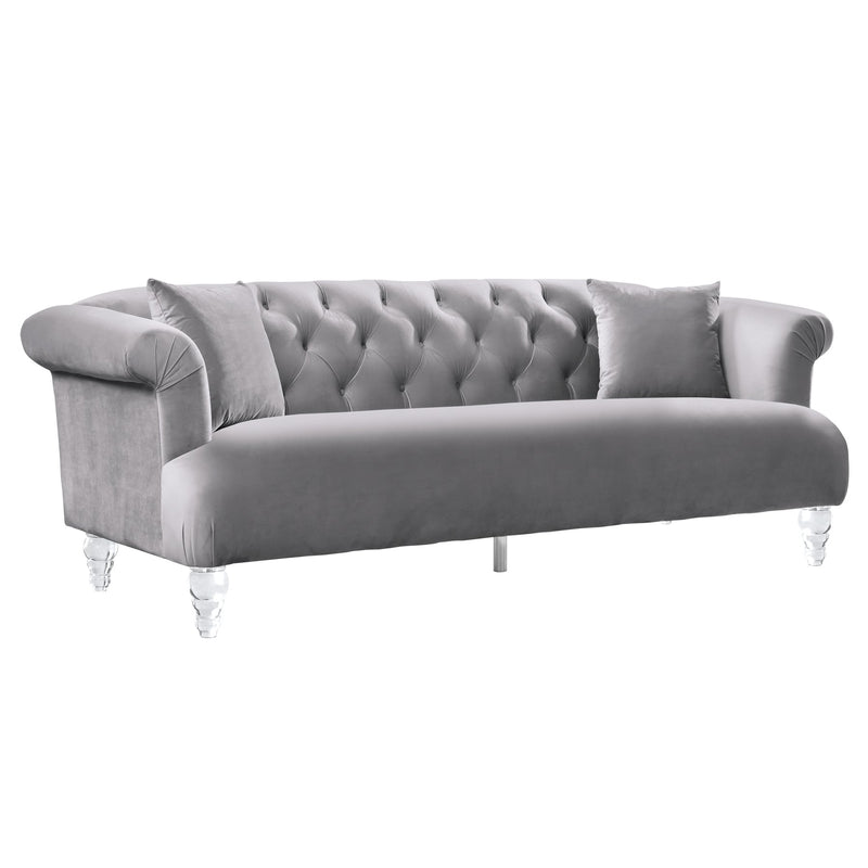 Elegance Contemporary Sofa in Gray Velvet with Acrylic Legs - Furniture City (CA)l