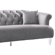 Elegance Contemporary Sofa in Gray Velvet with Acrylic Legs - Furniture City (CA)l
