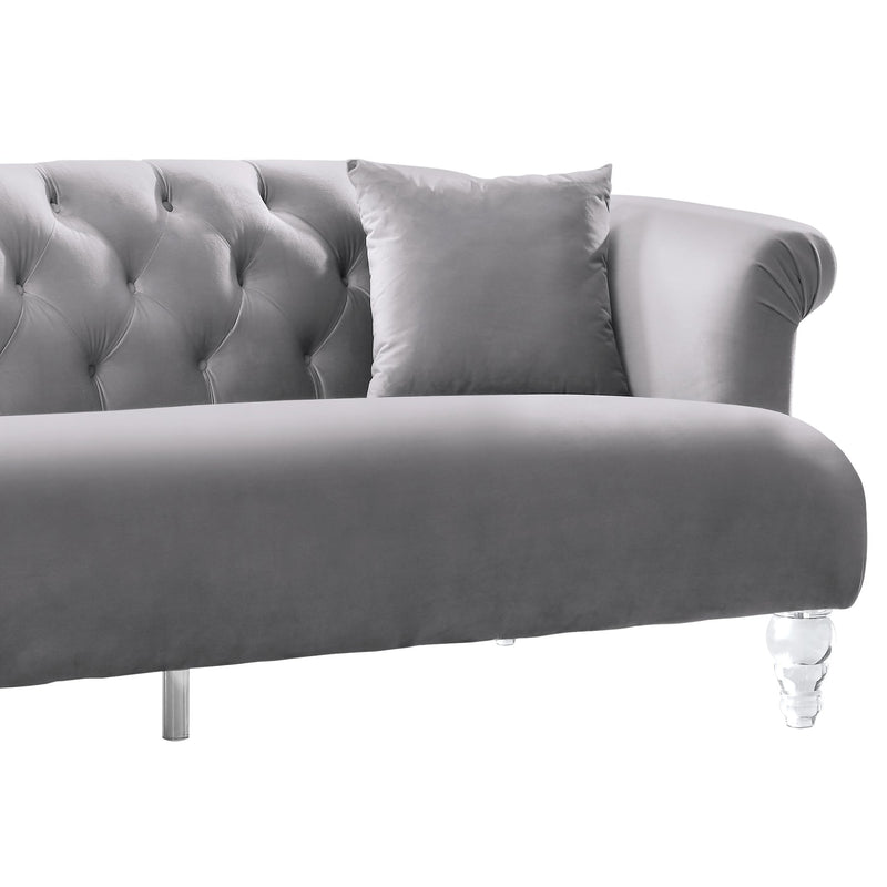 Elegance Contemporary Sofa in Gray Velvet with Acrylic Legs - Furniture City (CA)l