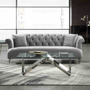 Elegance Contemporary Sofa in Gray Velvet with Acrylic Legs - Furniture City (CA)l