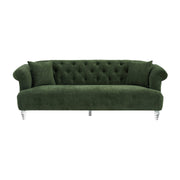 Elegance Contemporary Sofa in Green Velvet with Acrylic Legs - Furniture City (CA)l