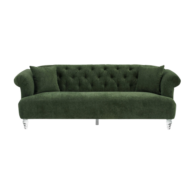 Elegance Contemporary Sofa in Green Velvet with Acrylic Legs - Furniture City (CA)l