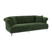 Elegance Contemporary Sofa in Green Velvet with Acrylic Legs - Furniture City (CA)l