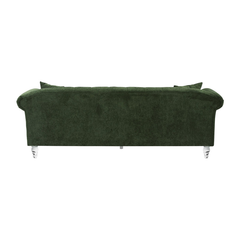 Elegance Contemporary Sofa in Green Velvet with Acrylic Legs - Furniture City (CA)l