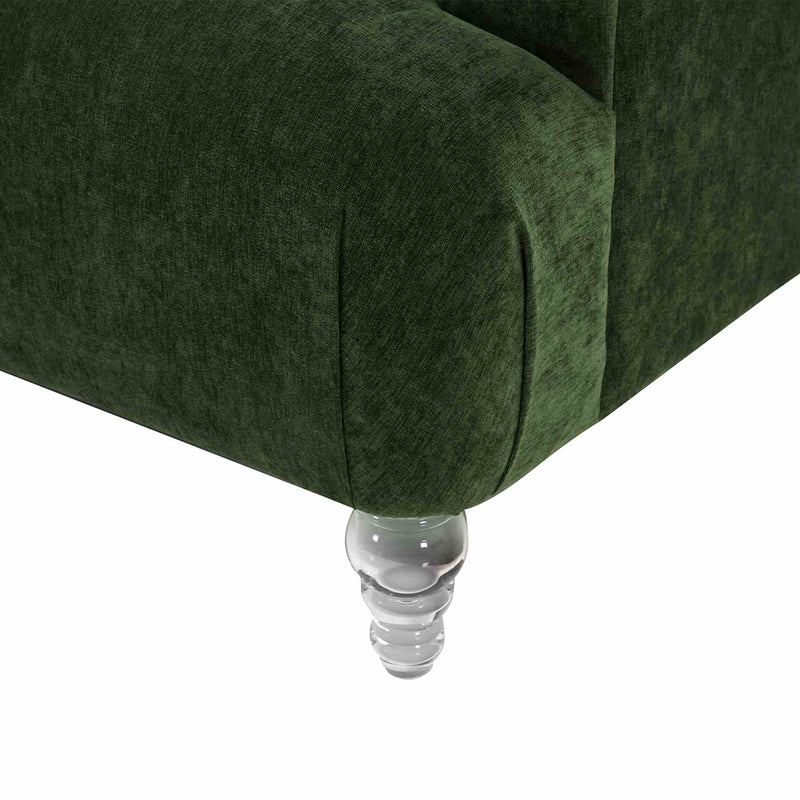Elegance Contemporary Sofa in Green Velvet with Acrylic Legs - Furniture City (CA)l