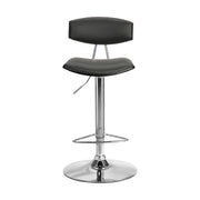 Erik Adjustable Gray Faux Leather Swivel Barstool with Chrome Base - Furniture City (CA)l