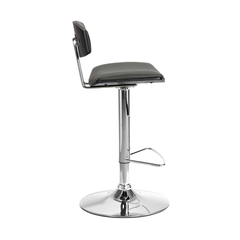 Erik Adjustable Gray Faux Leather Swivel Barstool with Chrome Base - Furniture City (CA)l