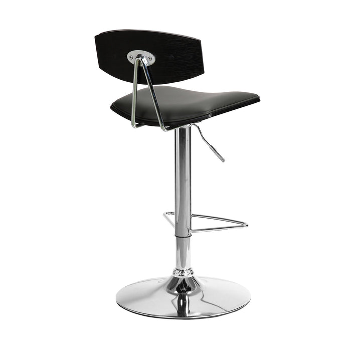 Erik Adjustable Gray Faux Leather Swivel Barstool with Chrome Base